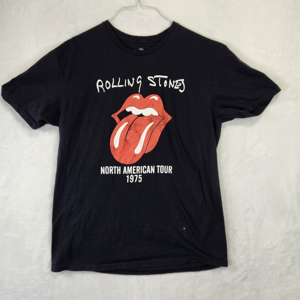 Rolling Stones North American Tour‎ 1975 Black T Shirt Mens Size L